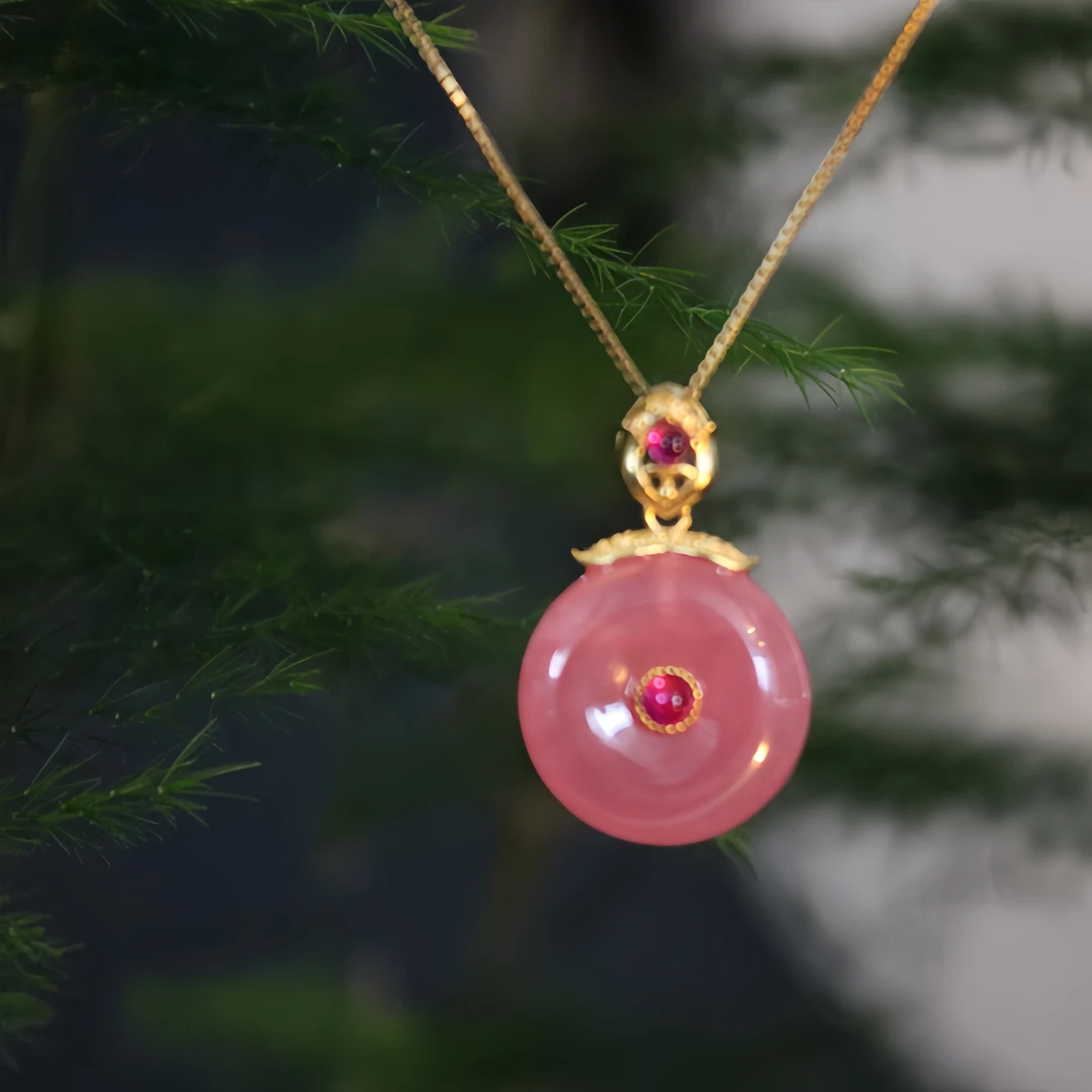 [正缘]天然冰种红纹石平安扣吊坠平安顺遂朋友闺蜜老公多样性发货