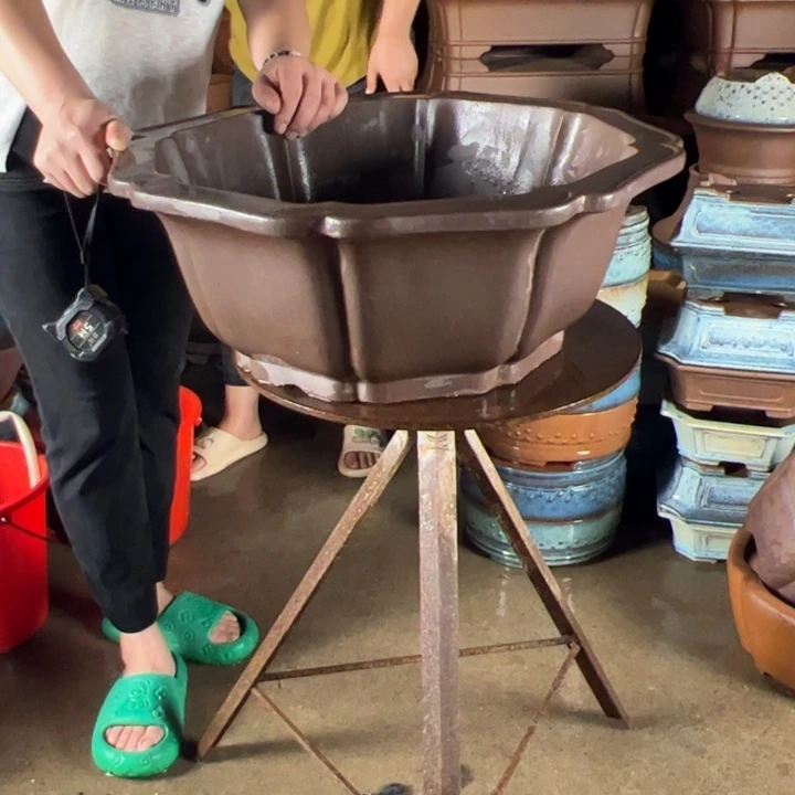 楠***一紫砂花盆高温窑变处理