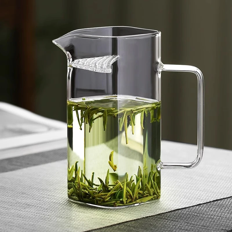 公道杯玻璃加厚月牙滤孔茶漏一体绿茶专用过滤网泡茶高硼硅玻璃杯
