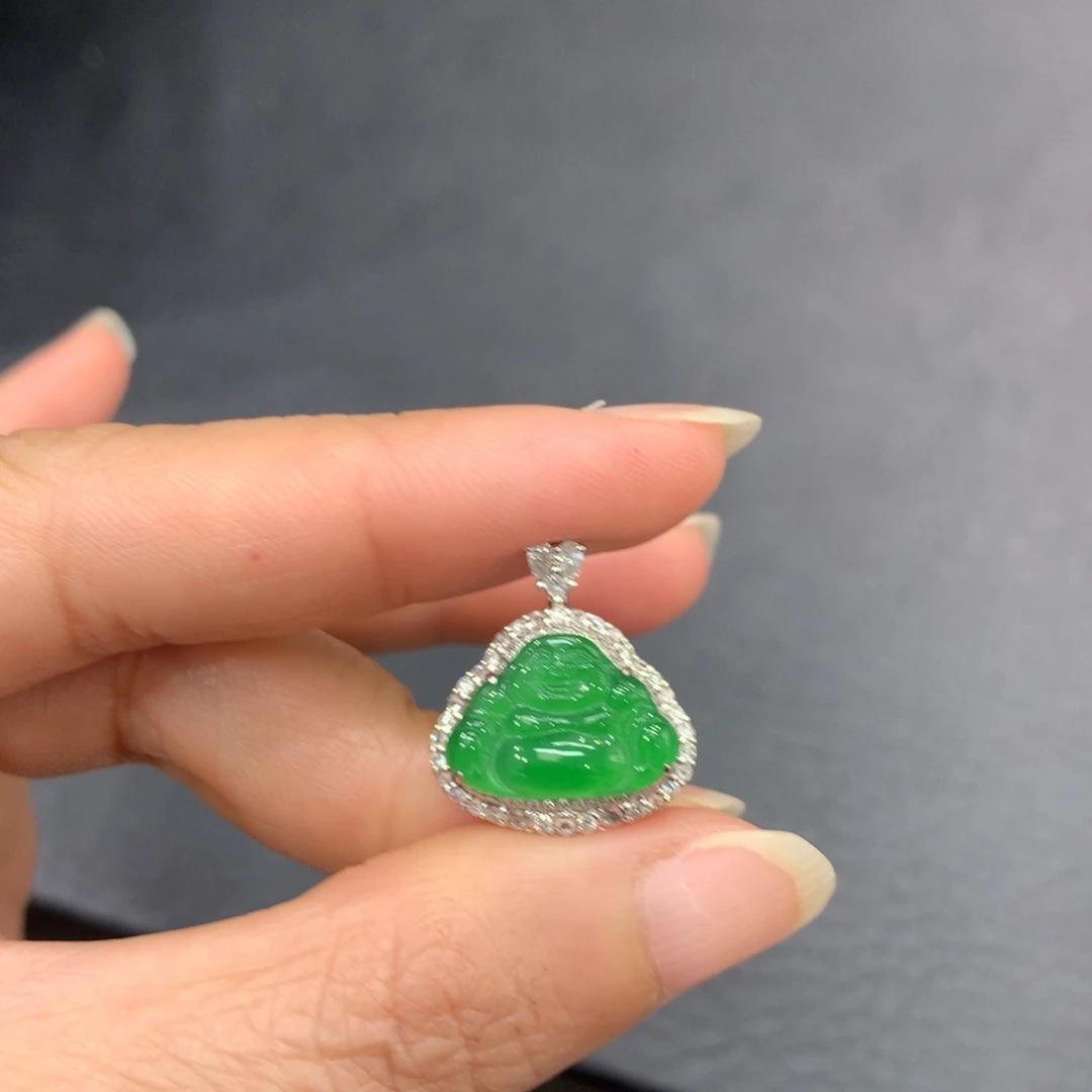 翡翠18K金镶嵌吊坠(不含链)