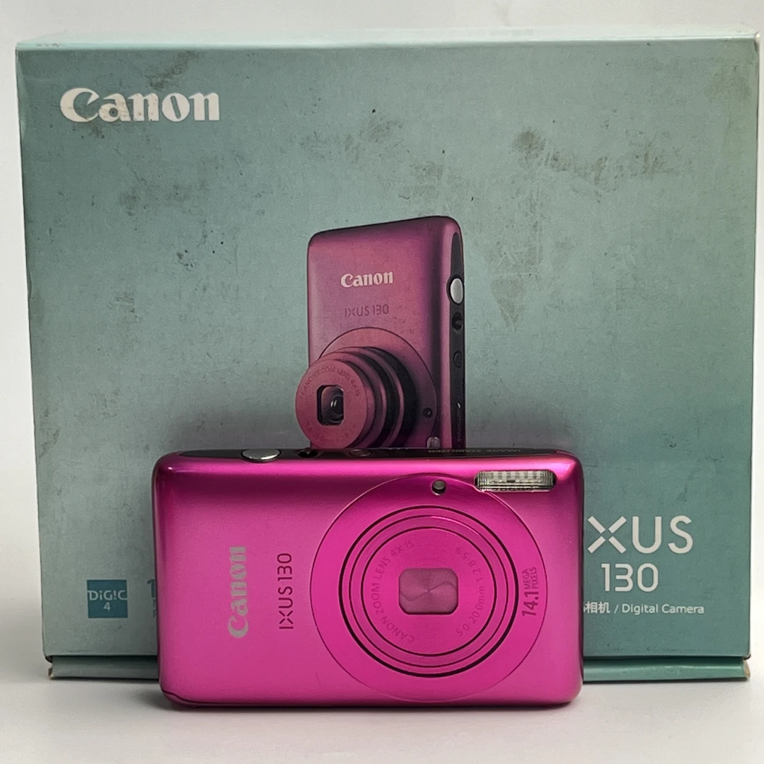 95新 Canon/佳能 ixus130粉色原盒1450万像素4倍变焦ccd数码相机