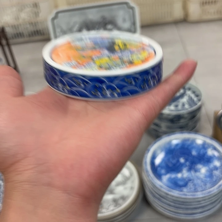 瓷片粉彩腾龙献宝杯垫景德镇