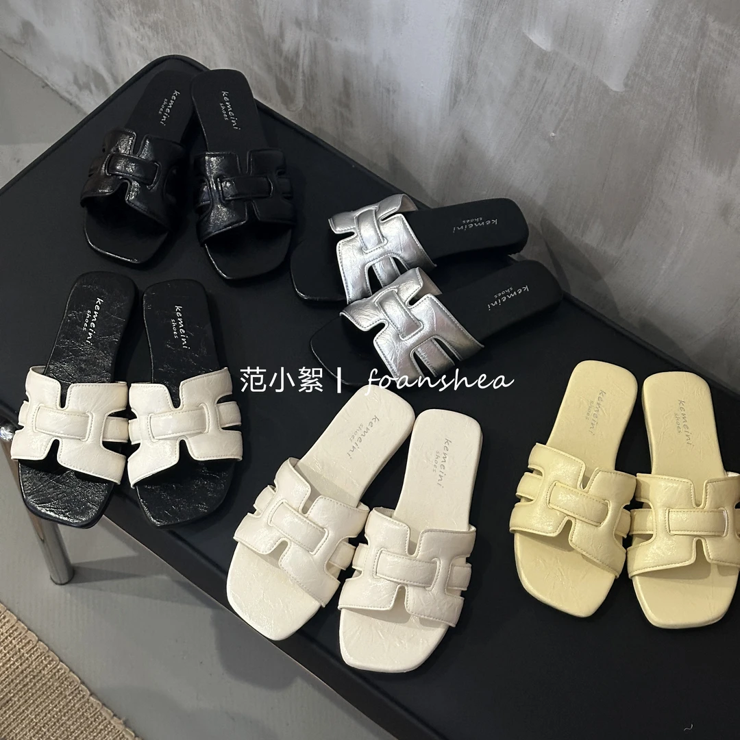 百搭凉鞋仙女风花朵拖鞋夏季一字拖平底女鞋韩版露趾拖鞋