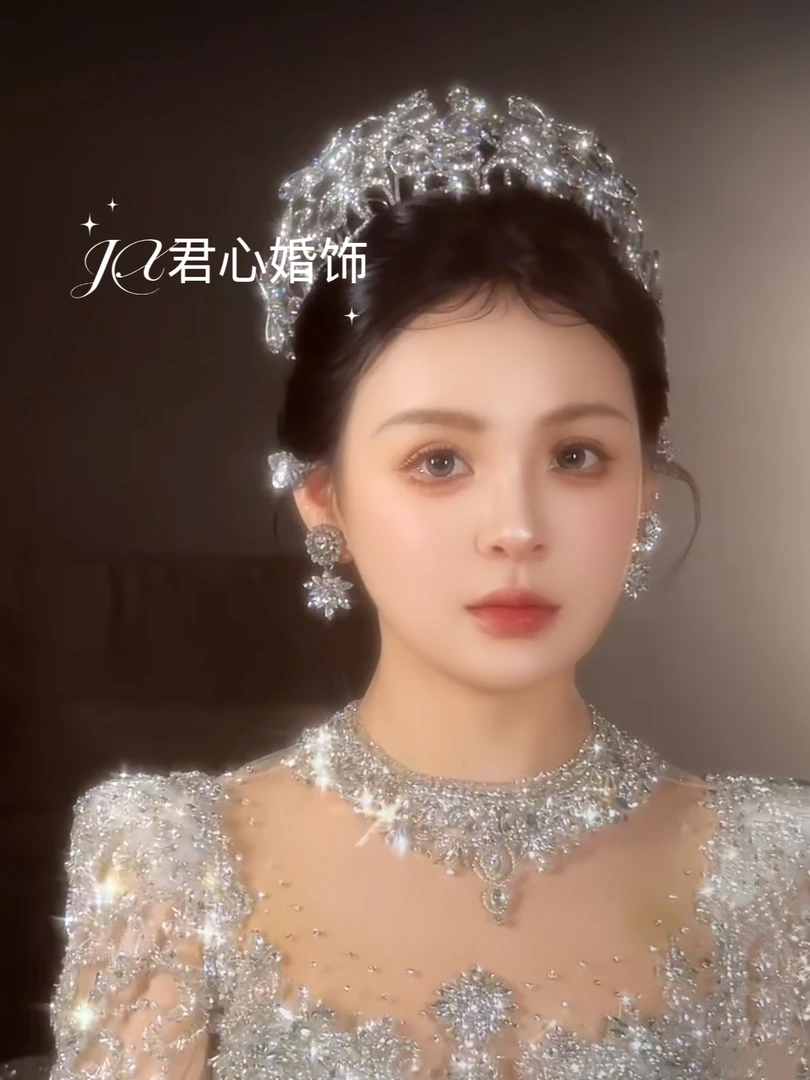 君心家 ETE铜锆新娘王冠蝴蝶结镂空合金皇冠