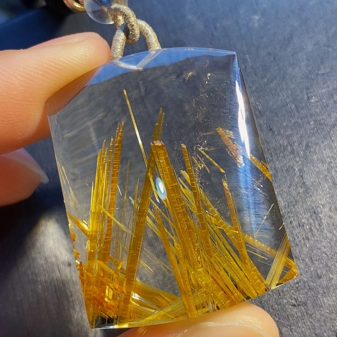 水晶未镶嵌颈饰天然钛晶板钛无事牌吊坠