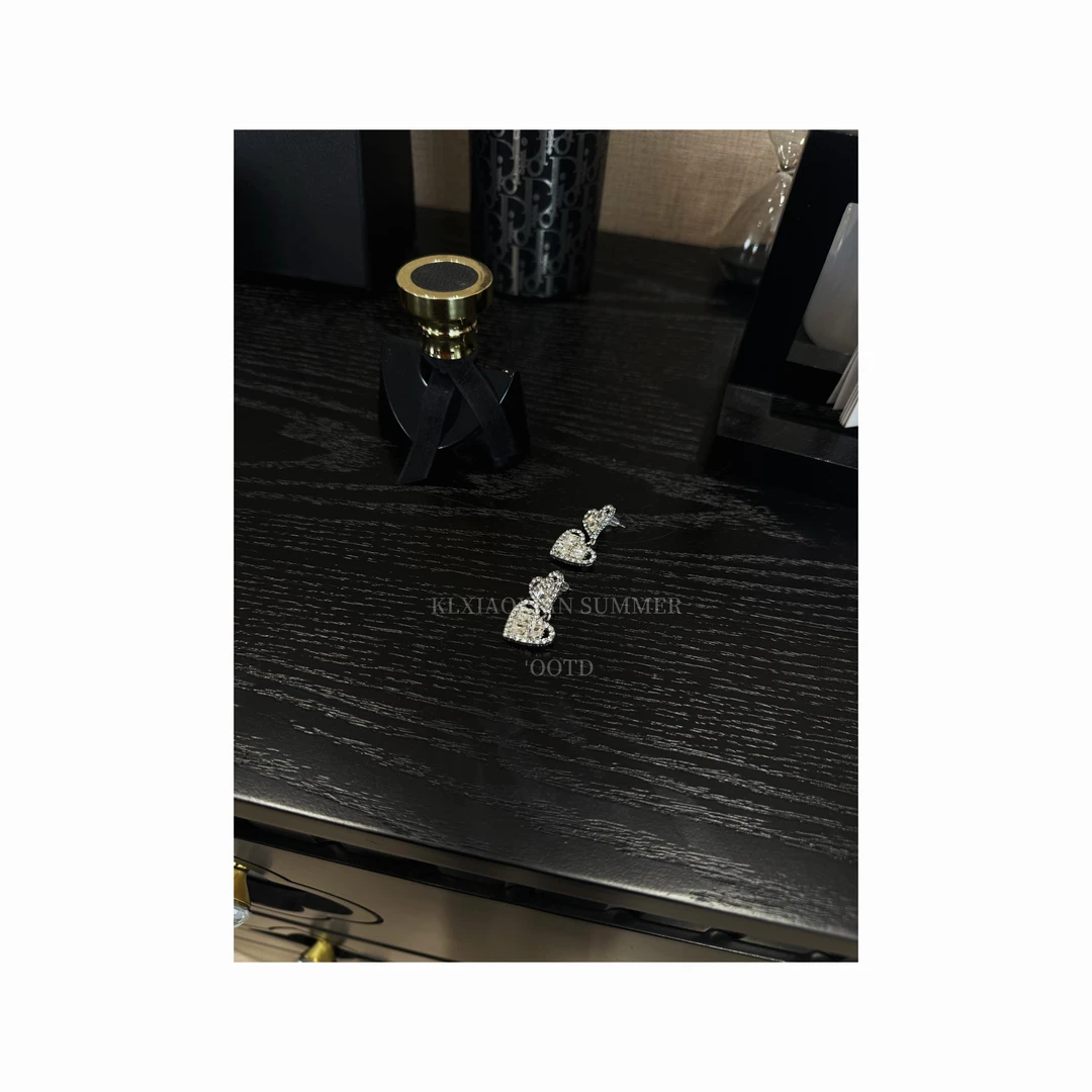 非金属仿水晶耳饰 露思同款爱心高质感耳环K0626