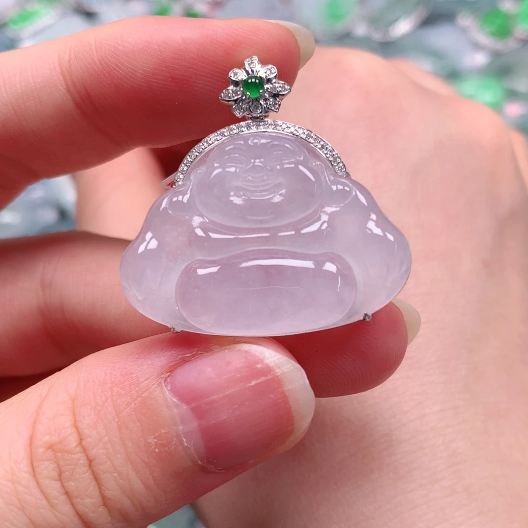 颈饰18K金镶嵌翡翠天然翡翠