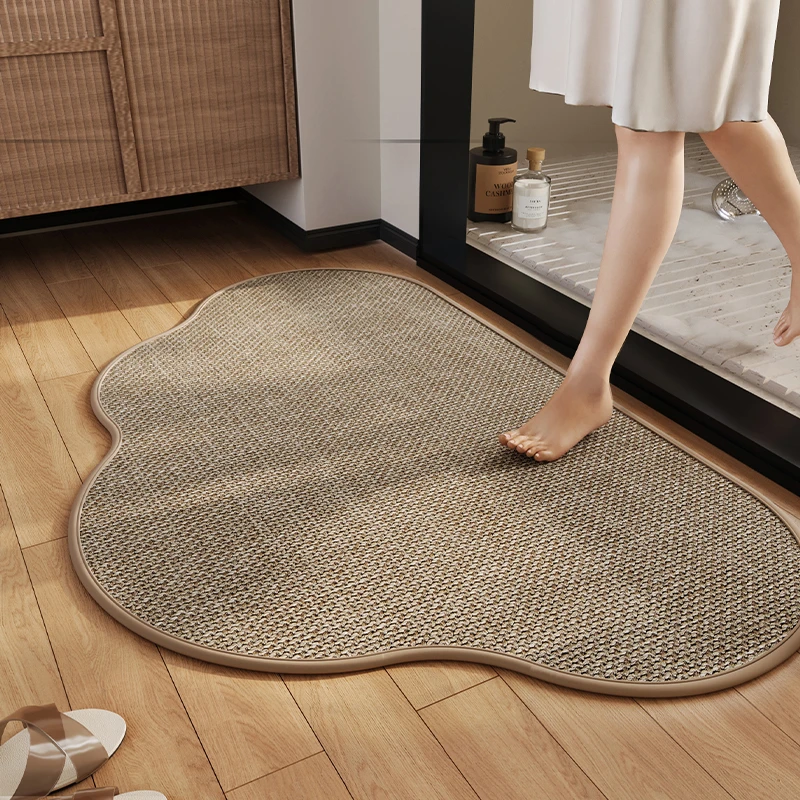 浴室地垫家用卫生间吸水速干门口防滑卧室脚垫厕所进门仿亚麻地毯