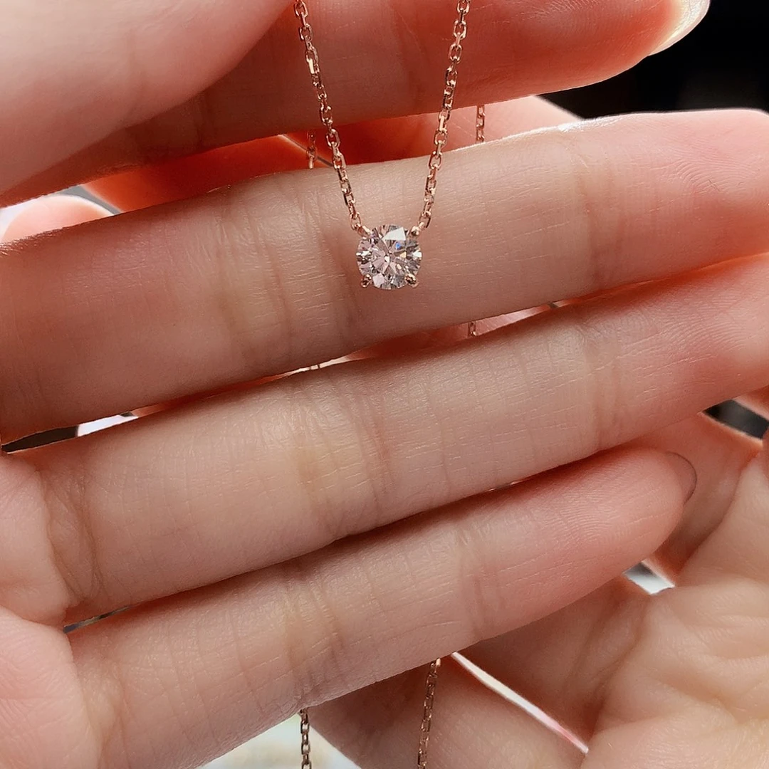 钻石颈饰18K金镶嵌18k金天然钻石项链