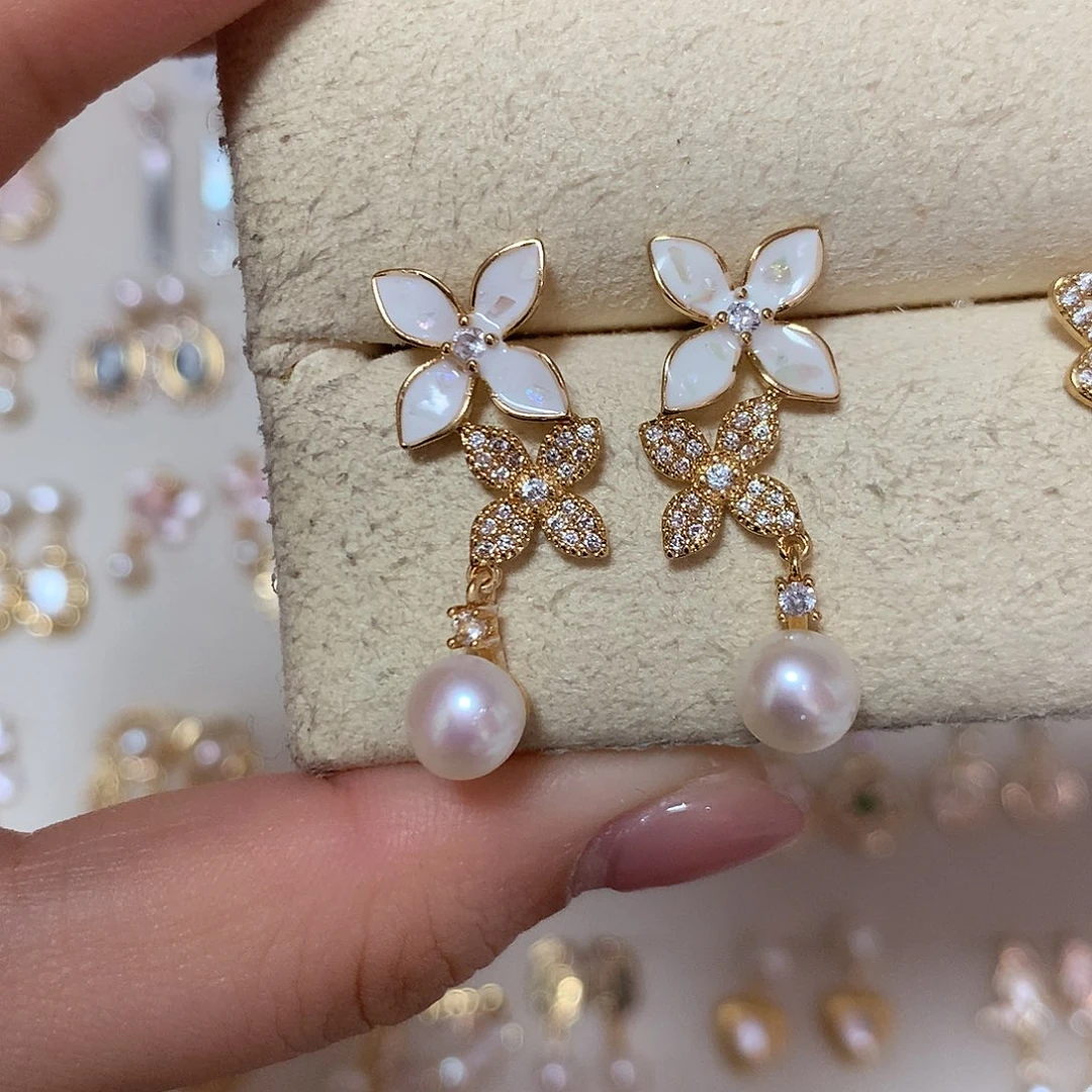 淡水珍珠耳饰合金