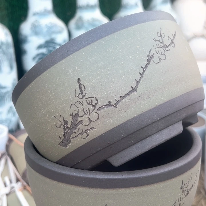 红陶紫砂碗盆口20