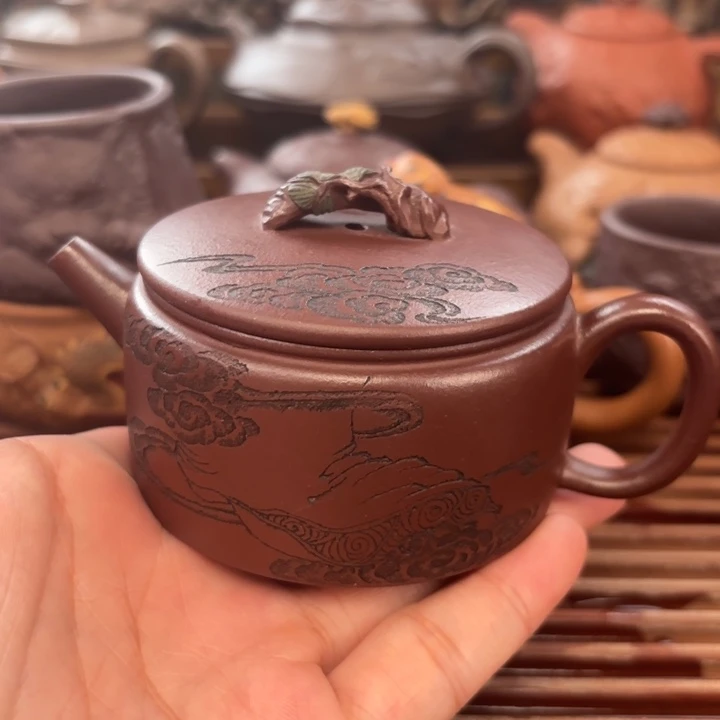 茶壶紫砂胜天半子原矿老紫泥120c