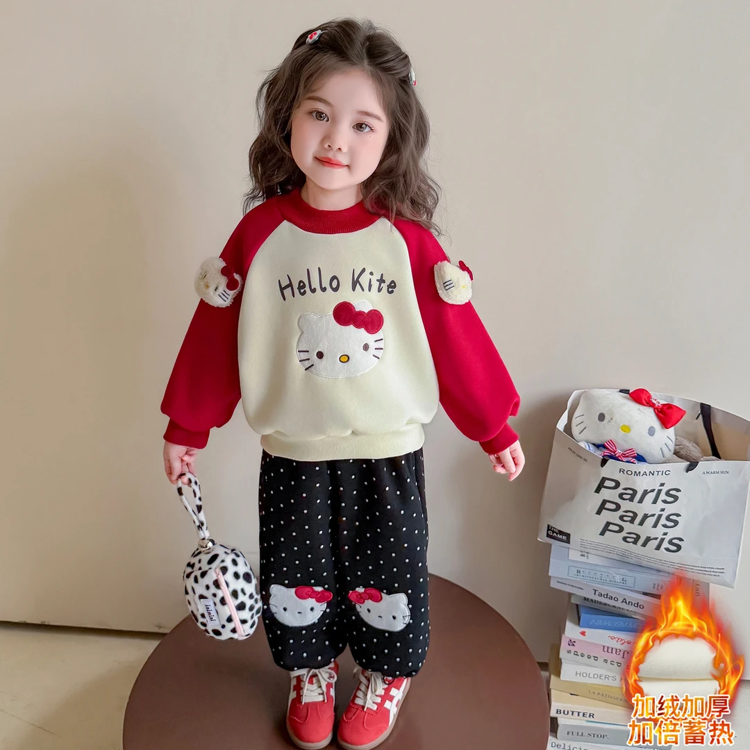 女童洋气秋冬套装儿童时髦加绒卫衣两件套小女孩休闲时尚秋冬装潮