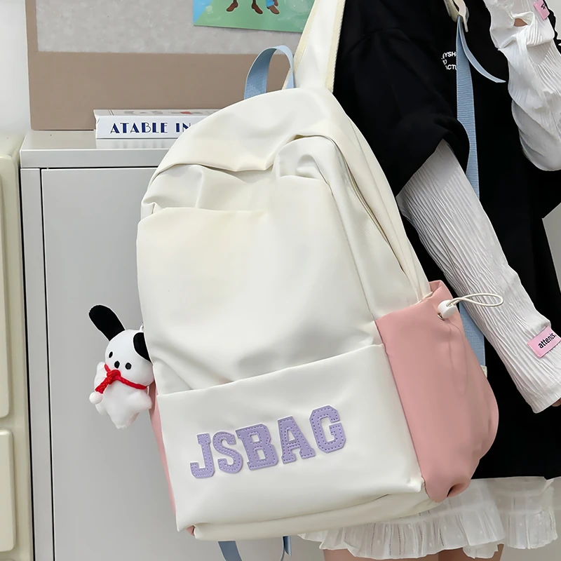 尼龙布双肩包休闲大容量轻便背包女大学生书包短途旅行包初高中生