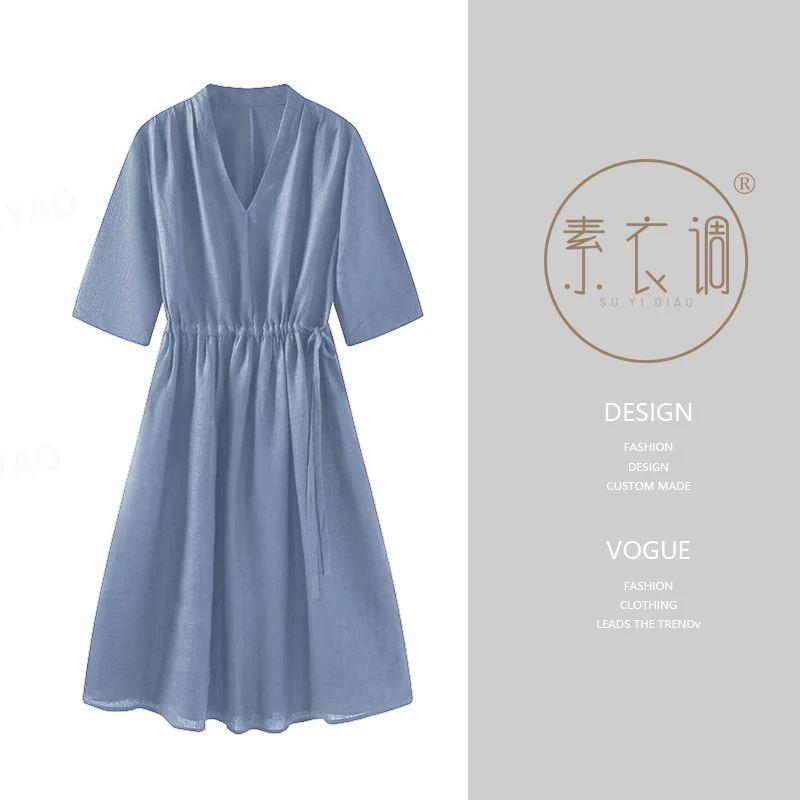 SYD1151 高端100亚麻连衣裙
