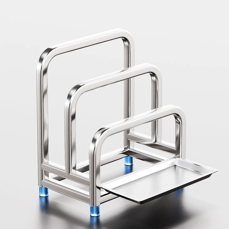 双格多功能可立锅盖/厚砧板纯不锈钢厨房案板架多层置物收纳架子