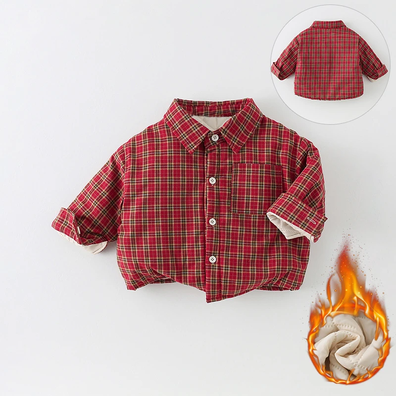 【清货】儿童衬衫冬季2024新款男童休闲洋气格子长袖外套AW745