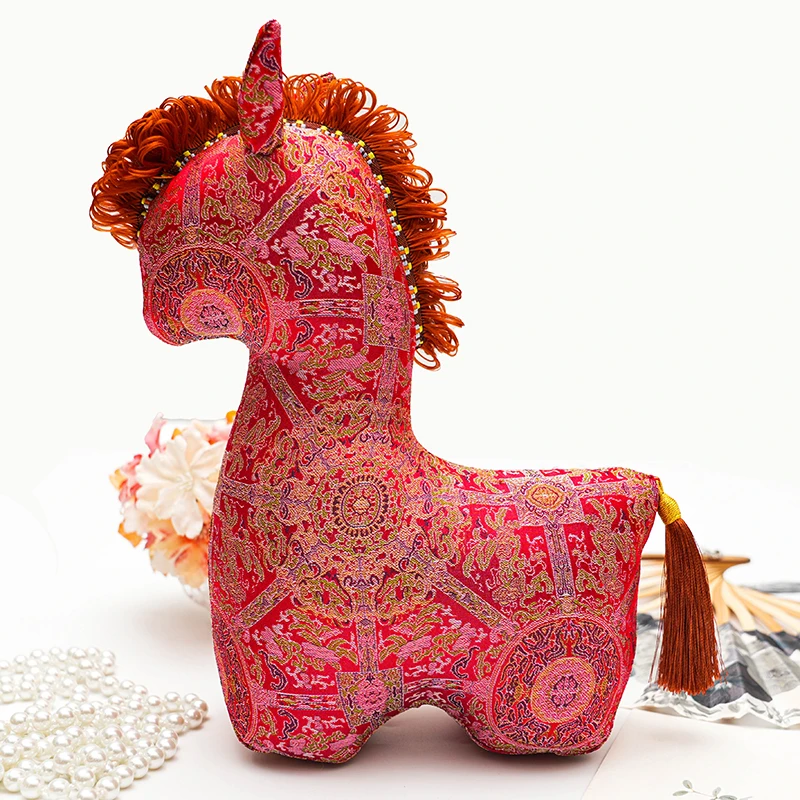 宋锦【大马】高档摆件居家手感好真丝大马桑蚕丝摆玄关可爱国风中式