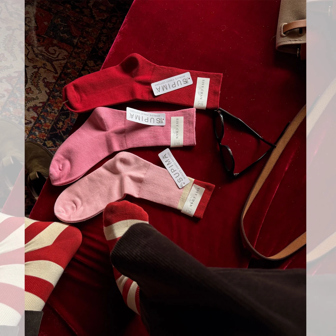 莉贝琳sisy袜子红色条纹四双装中筒袜子女S25101AC01