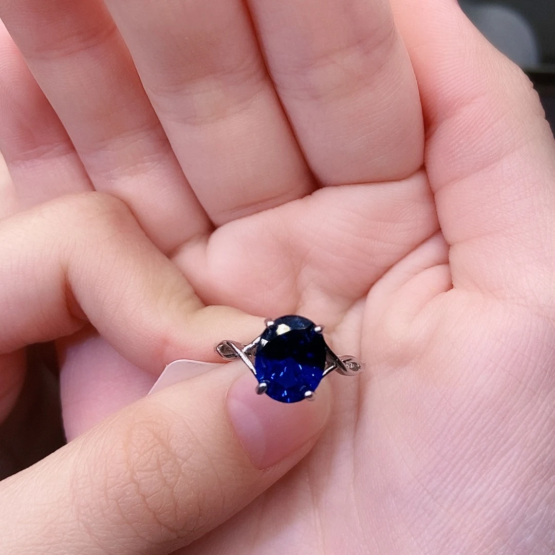 戒指银S925镶嵌蓝宝石