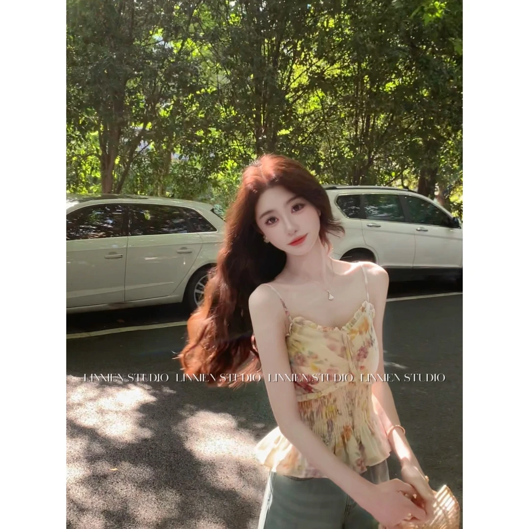 西恩定制●（洛丽花园）夏季时尚设计感纯欲少女碎花吊带LNX5DD2012