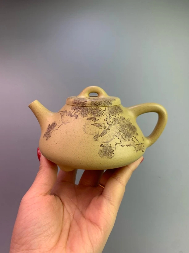 崔颖强子全手工精美牛盖圆壶冶石瓢本绿