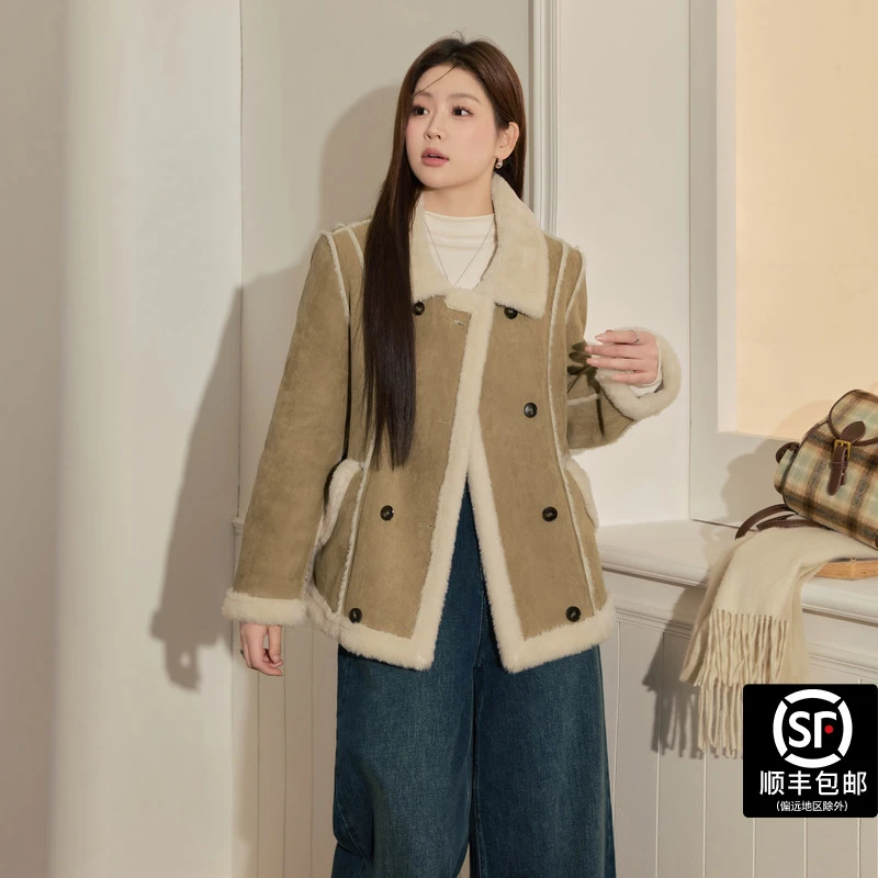 蓝语短款大码女装胖mm气质显瘦保暖外套冬季新款百搭复古毛呢上衣