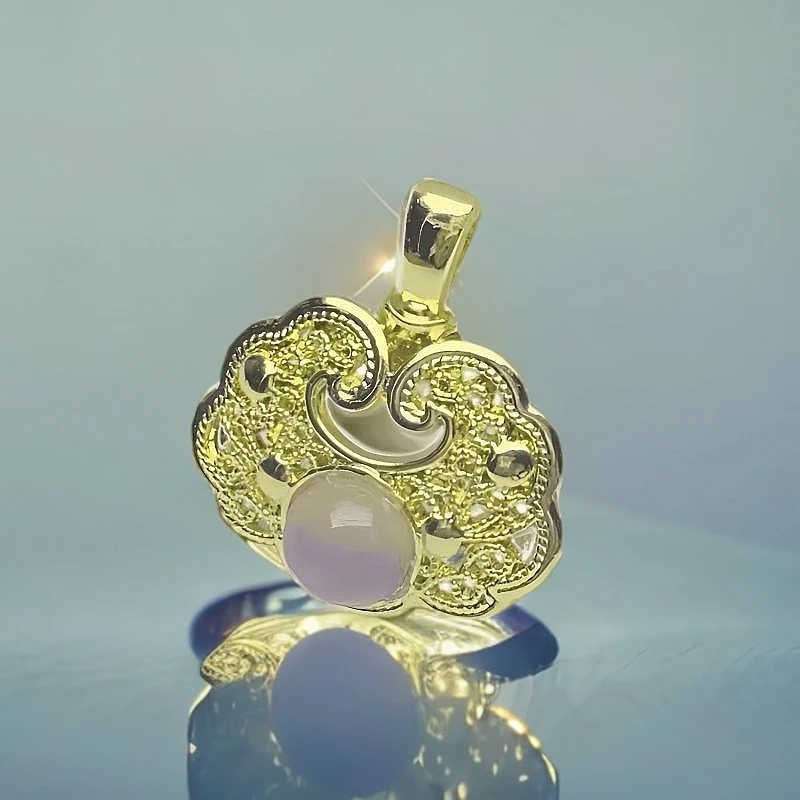 时尚 百搭 如意锁 玉石项链吊坠-LJW-1A