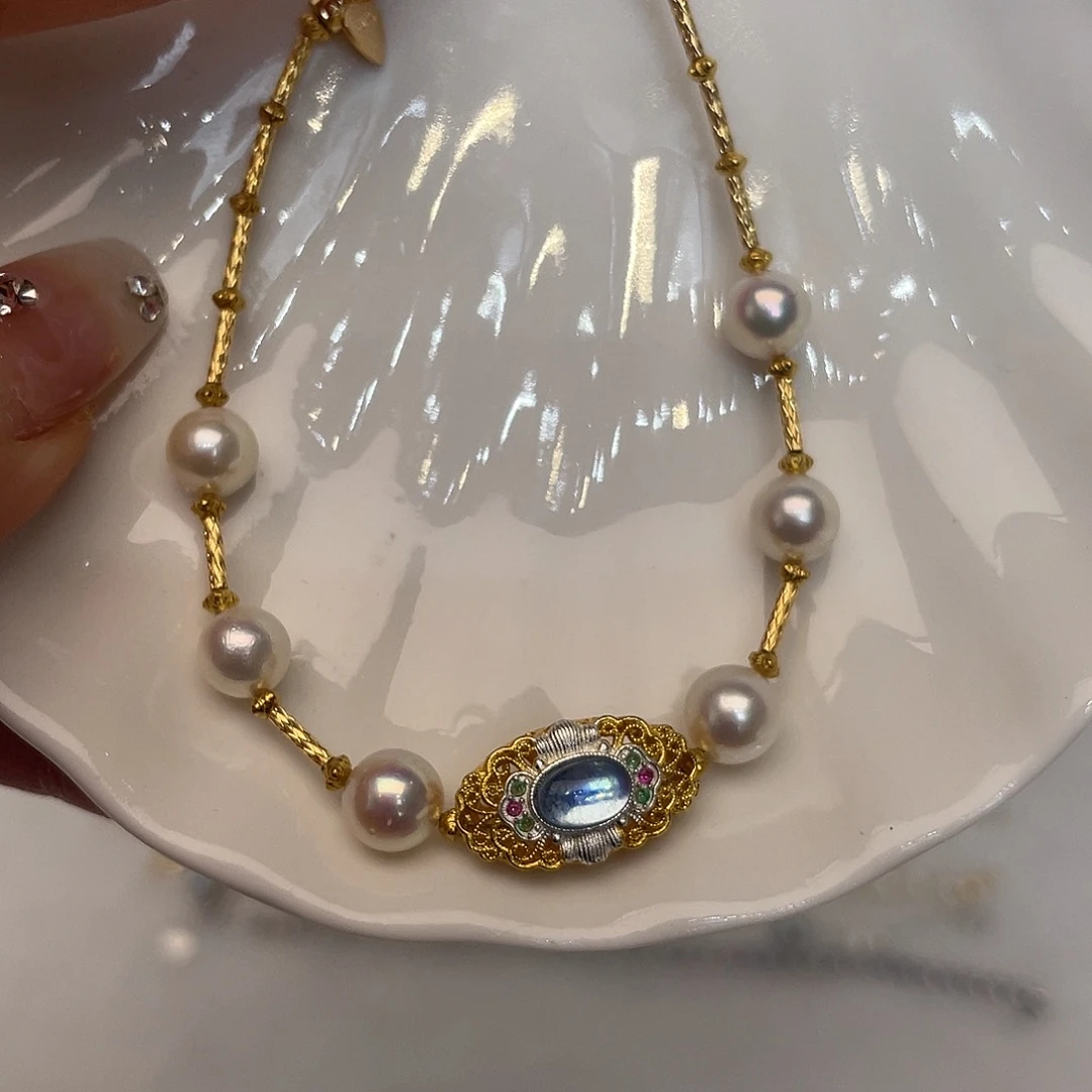 海水珍珠手绳银S925镶嵌