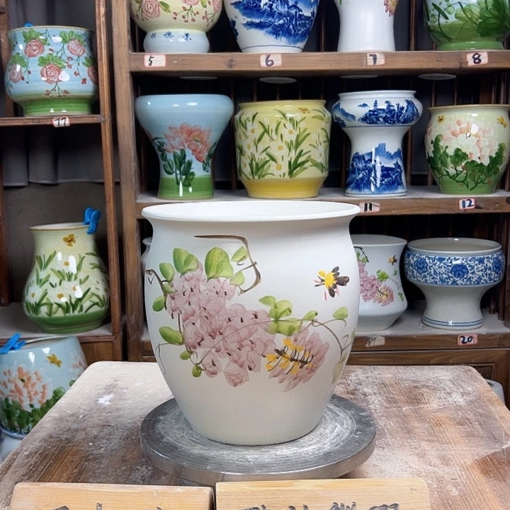 陶瓷圆口紫藤新款陶瓷陶瓷陶瓷