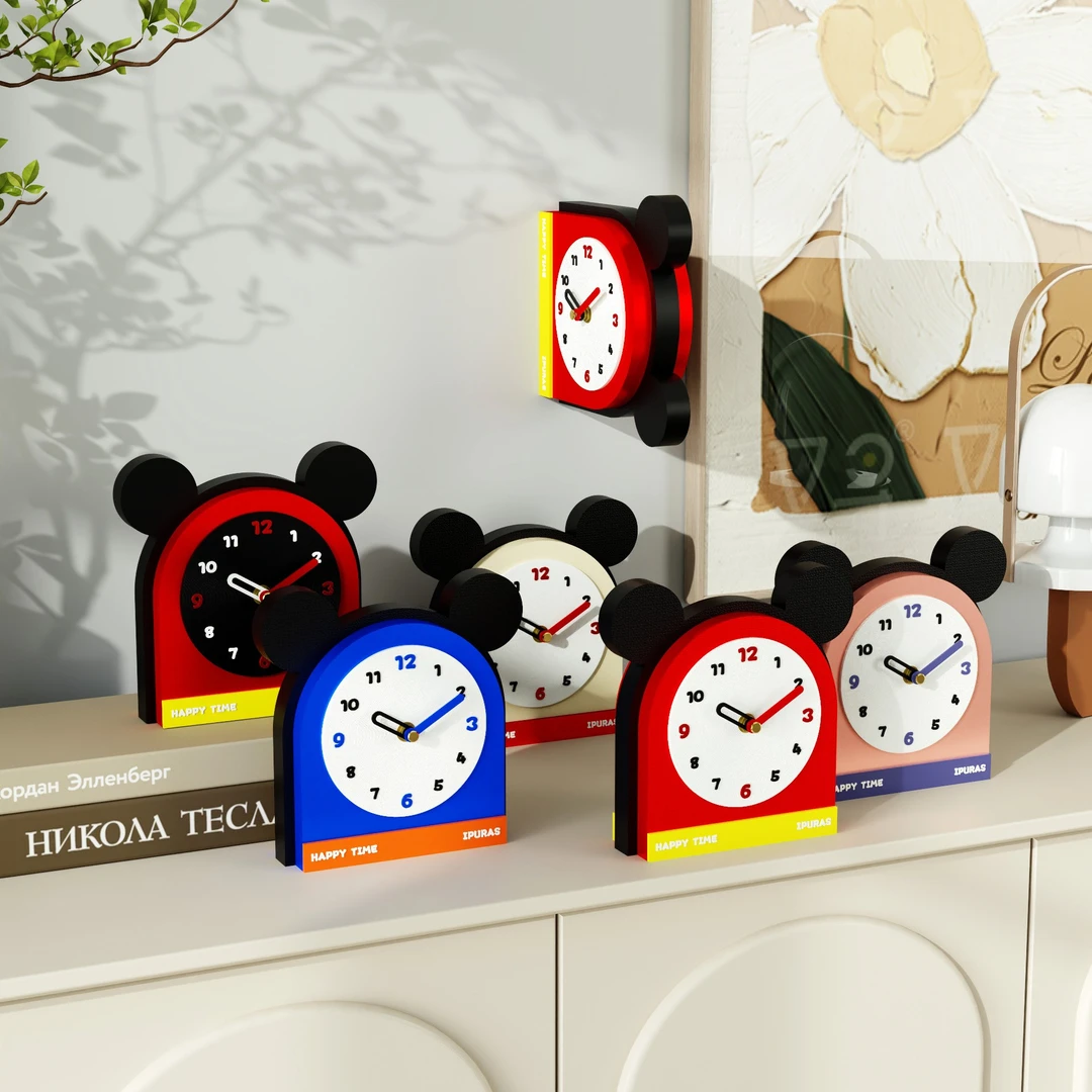 超静音3005卡通创意摆件时钟座钟摆钟双面两用台钟挂钟装饰品客厅
