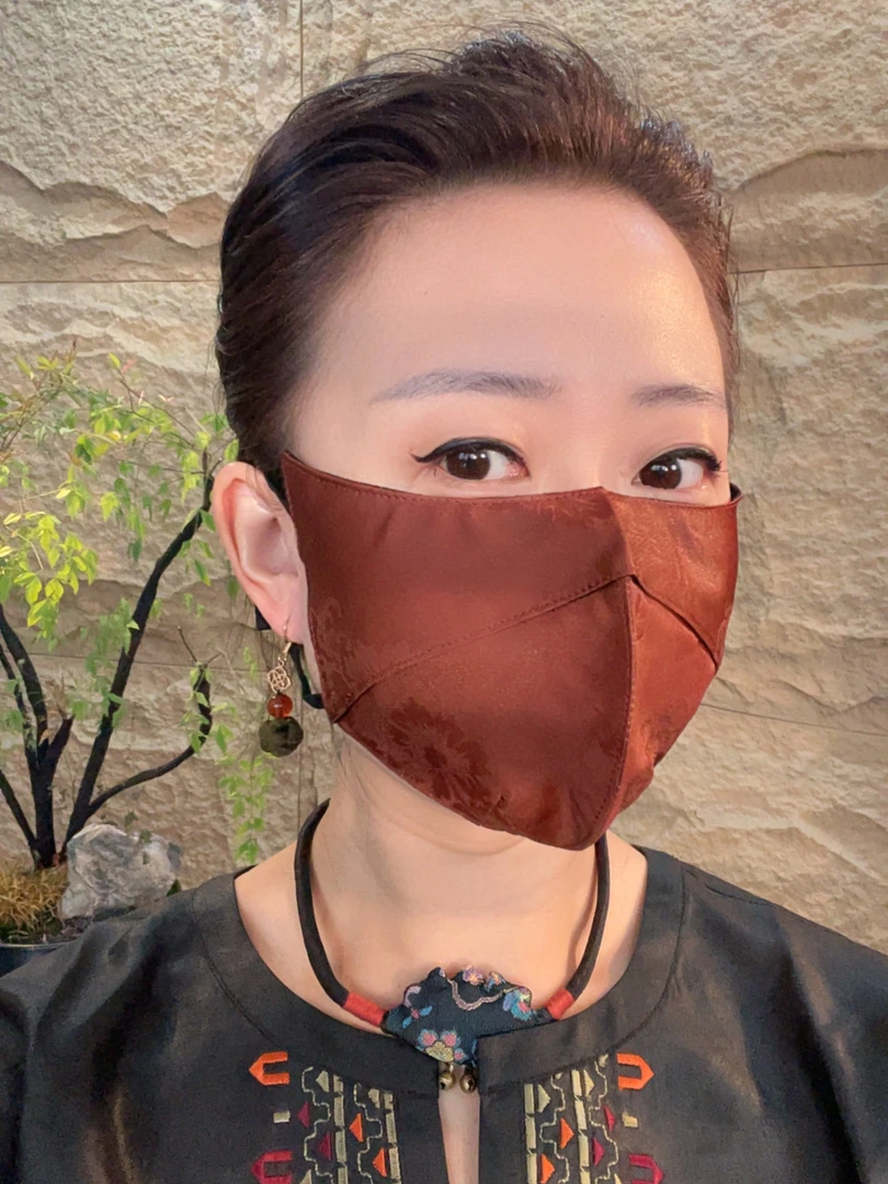 【红云纱口罩】宫丽新款红云纱桑蚕丝夏季遮阳防晒口罩