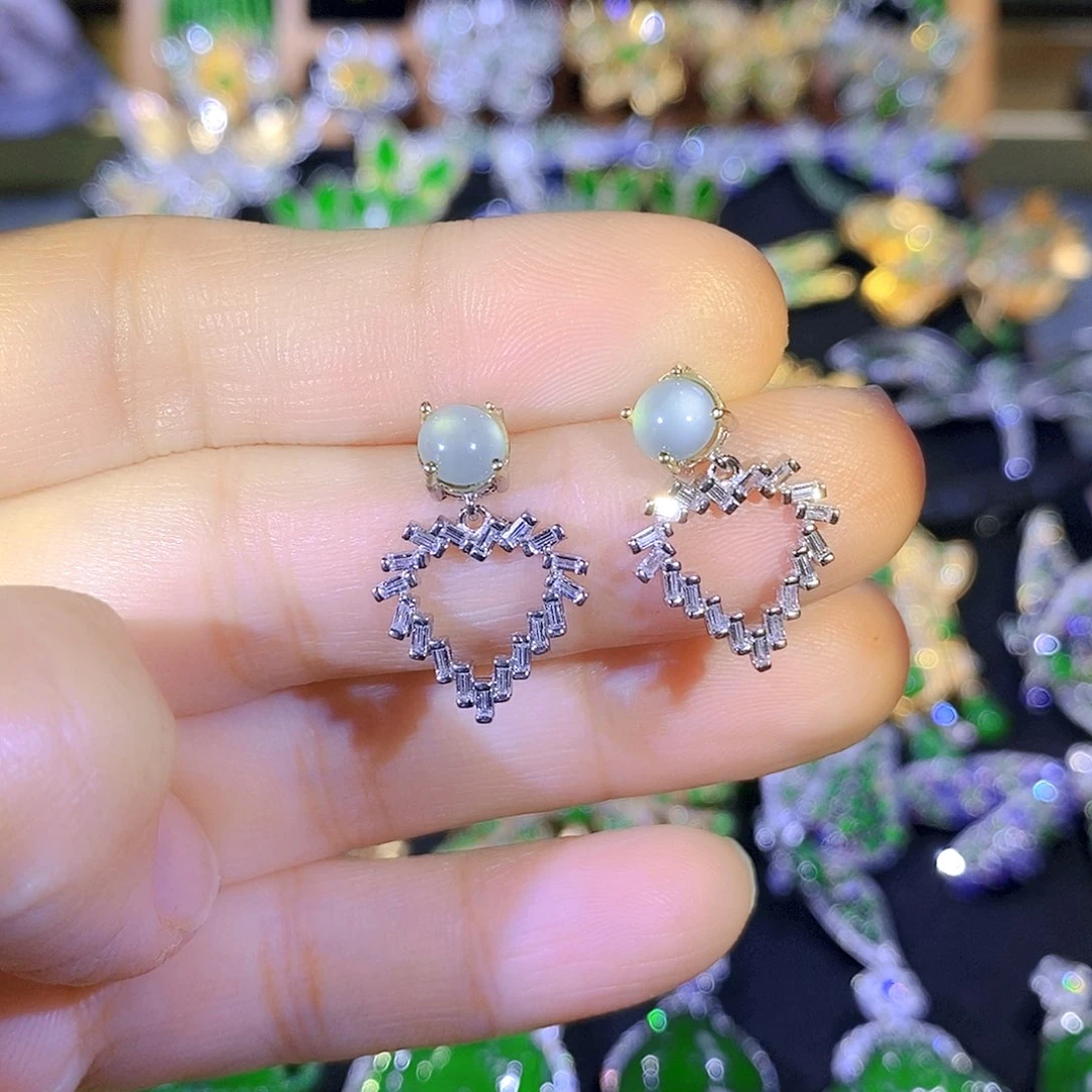 吊坠(不含链)银S925镶嵌翡翠