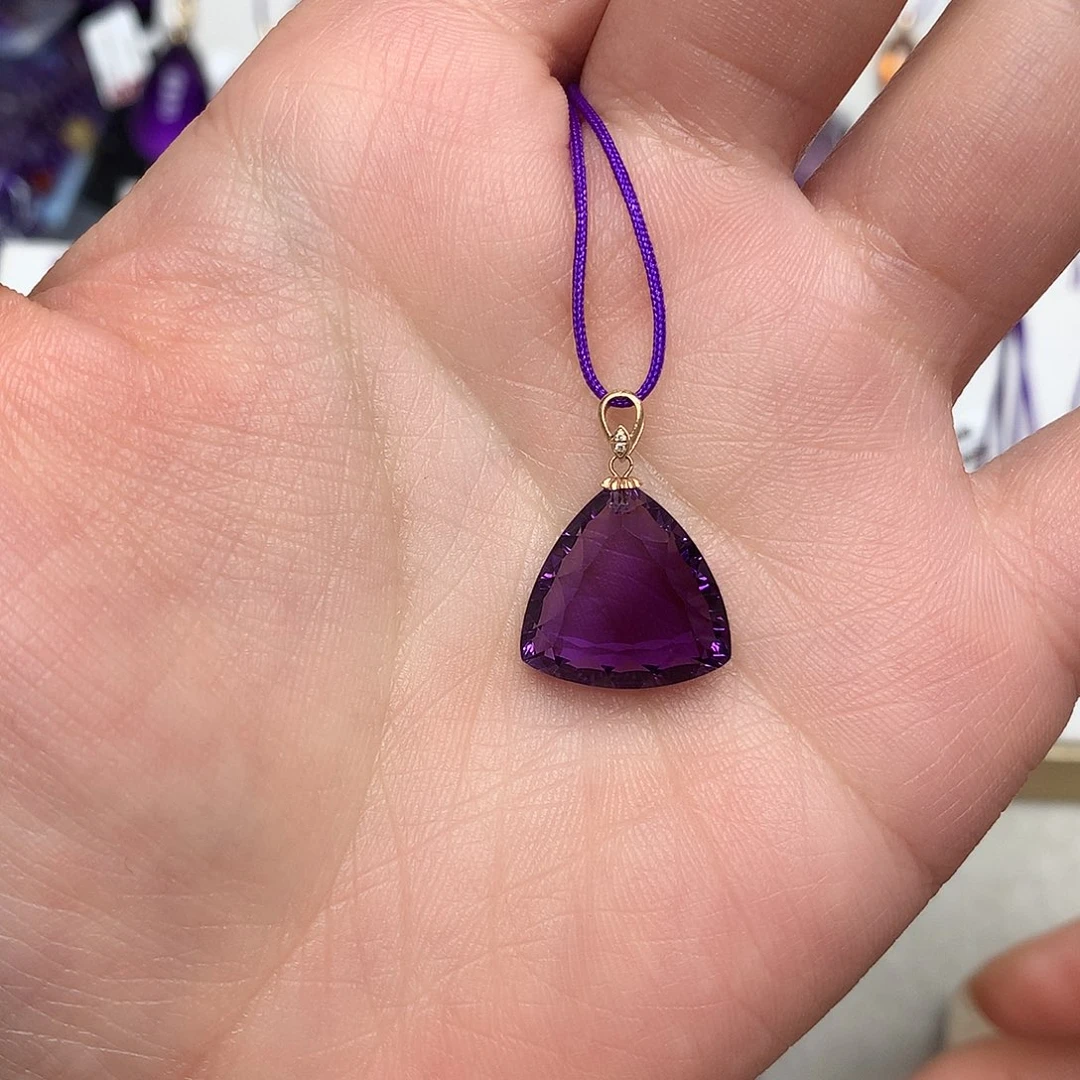 紫晶吊坠(赠链)18K金镶嵌L特价