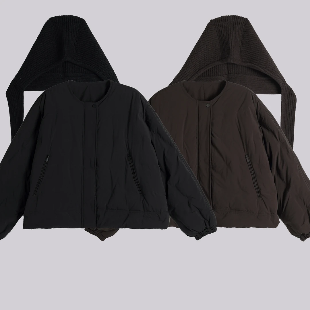 WKK   针织帽短款羽外套