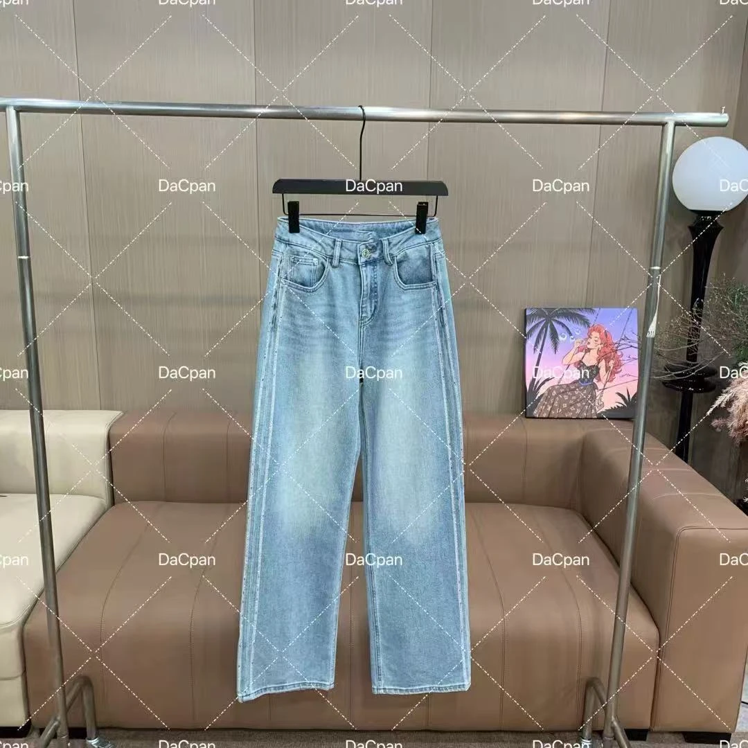 DACPAN-“鲸落回潮”刺绣烫钻竖边直筒牛仔裤 2025/盼·PP 6671-5