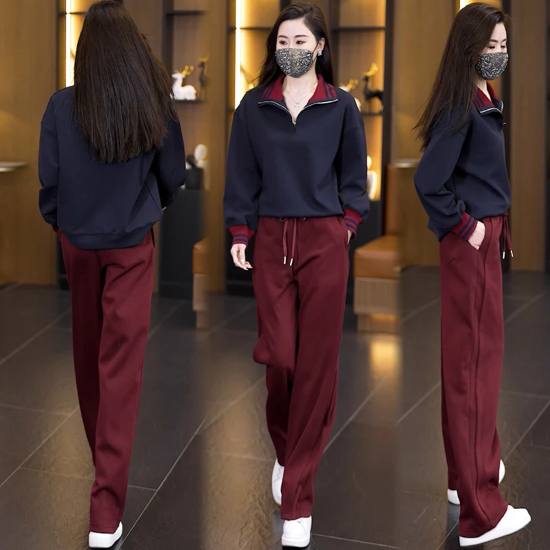 2025春秋新款大码女装运动休闲时尚减龄宽松显瘦上衣长裤两件套