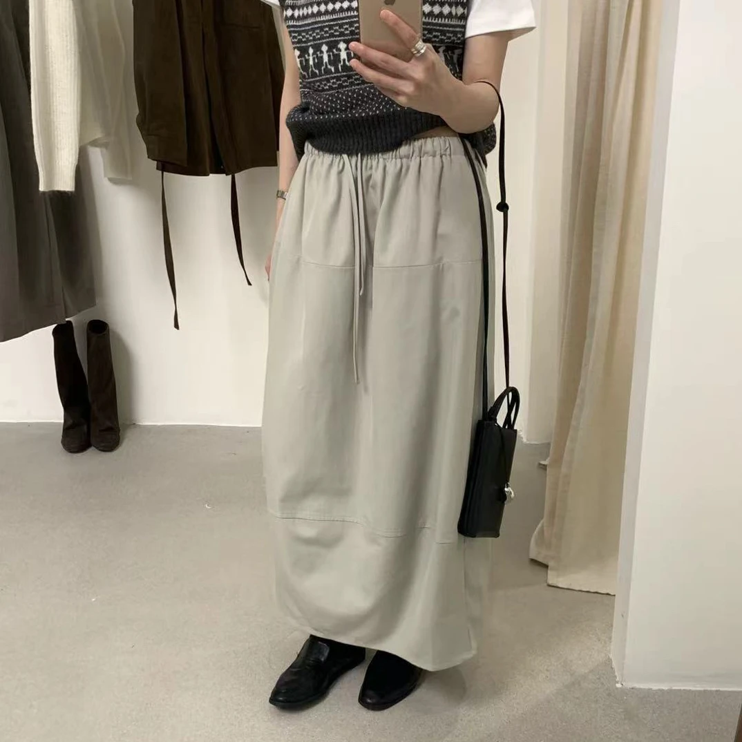 C/ 23227 韩系简约松紧腰抽绳A字半身裙 9-23