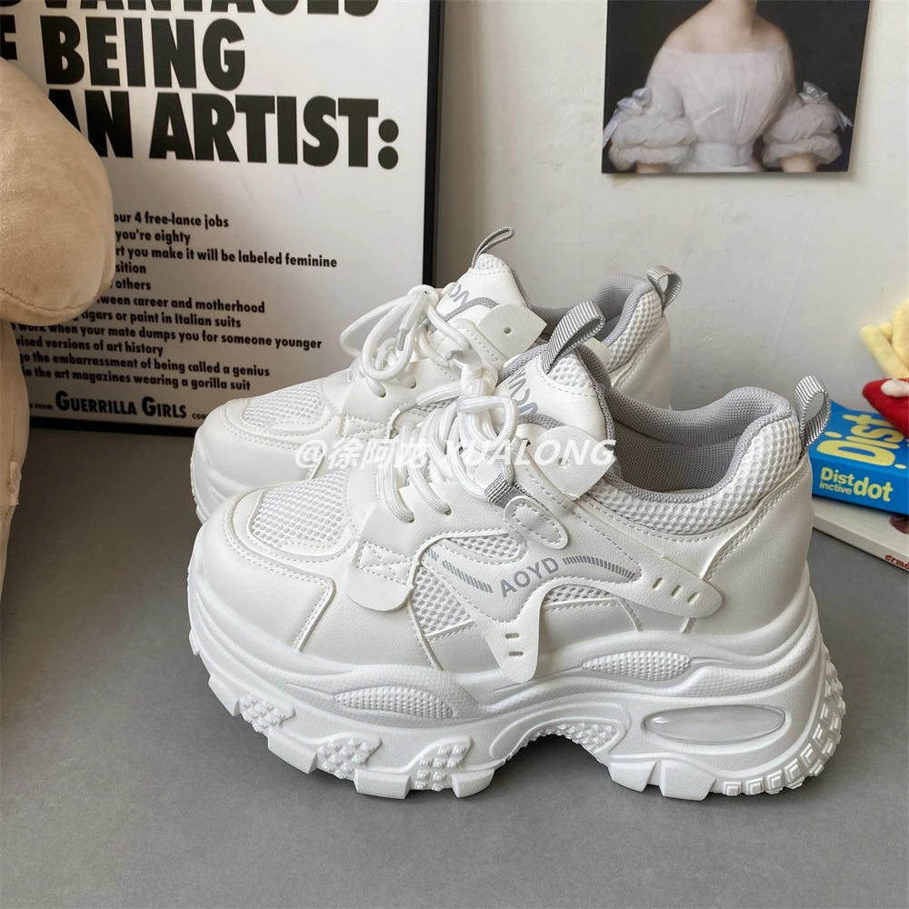 厚底内增高老爹鞋子女2025年新款增高10CM透气运动鞋休闲松糕女鞋