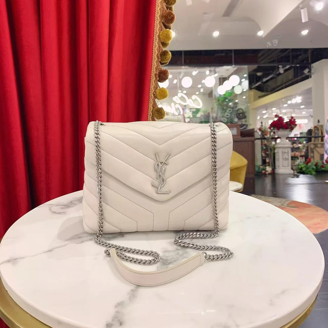 95新 YSL/圣罗兰 GGS萌萌丨loulou方胖子中号银扣/87254140