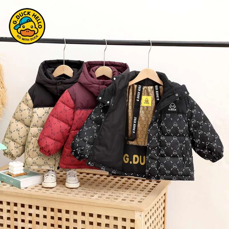 哈罗小黄鸭儿童羽绒服男女童白鸭绒冬装中小宝宝石墨烯黑金外套装