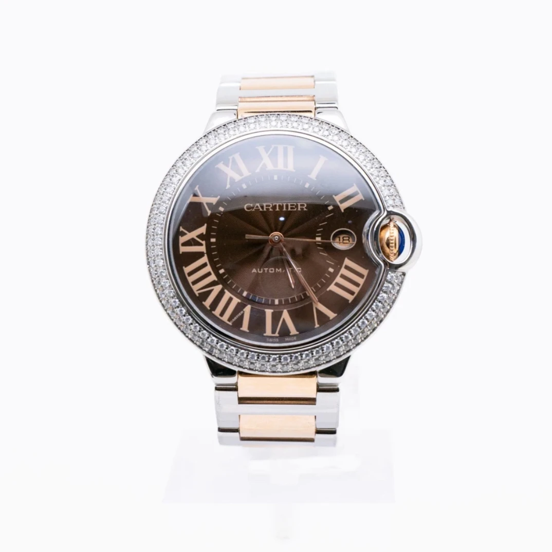 99新 Cartier/卡地亚 蓝气球W692003242间金咖啡盘后钻单表男款