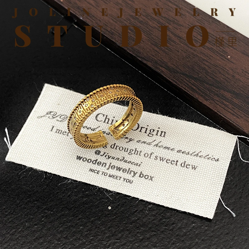 「未晚」做旧复古戒指高级感气质百搭叠戴指环尾戒