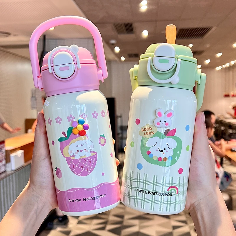 水杯儿童保温杯女高颜值2025新款双饮可爱壶316上学专用吸管杯子