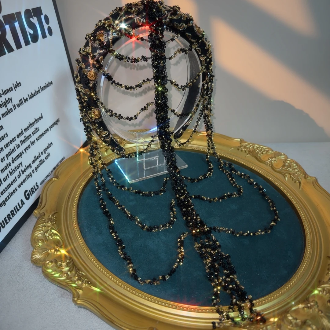 高端定制纯手工流苏刺绣提花轻奢风发饰