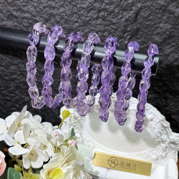 【晶澜月】C171天然水晶 紫水晶随形手串多样性发其一