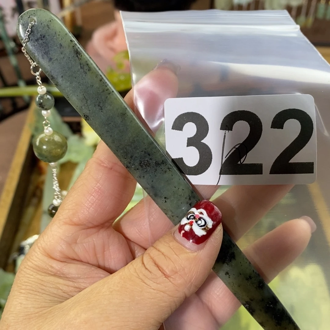 蛇纹石玉玉簪合金清**竹