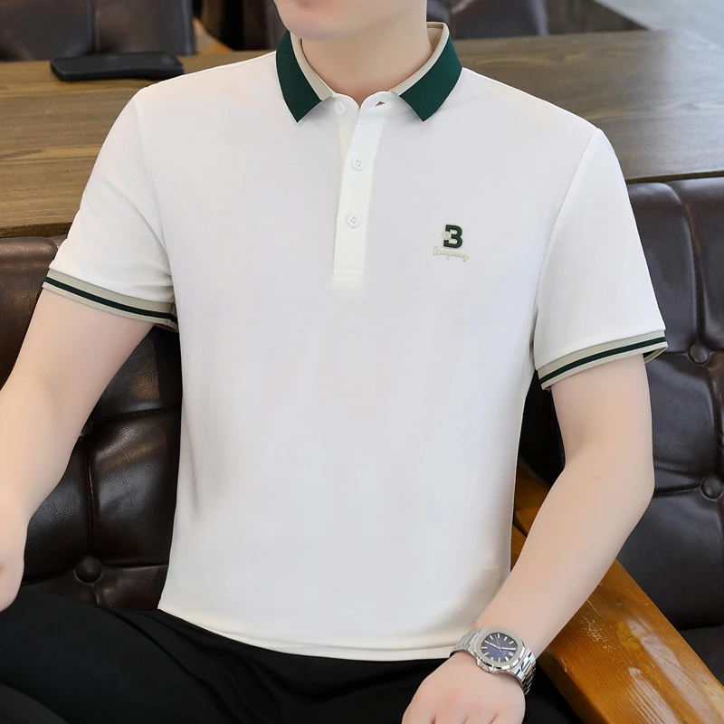 短袖刺绣夏季男Polo衫翻领短袖t恤时尚百搭修身休闲半袖t恤