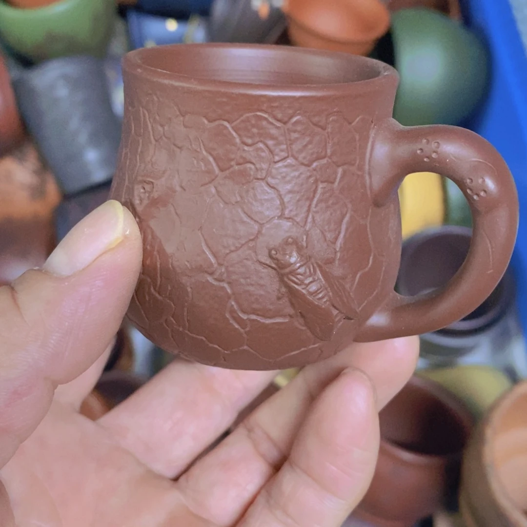 茶杯绿泥紫砂紫砂