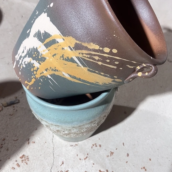 红陶口径18高度21两只正品